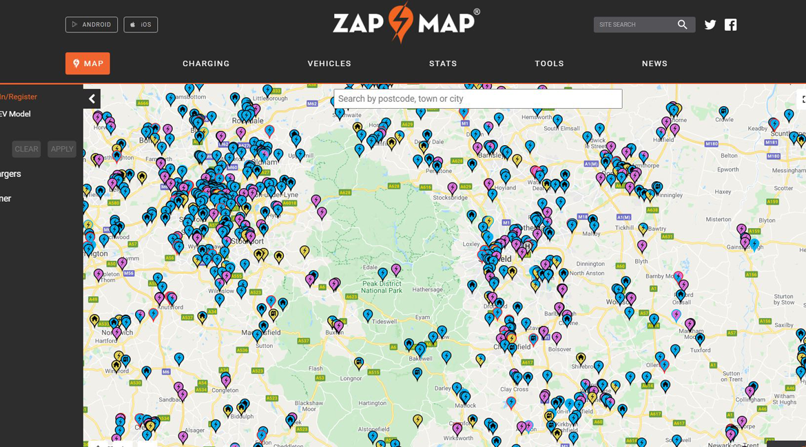 Map of charge points